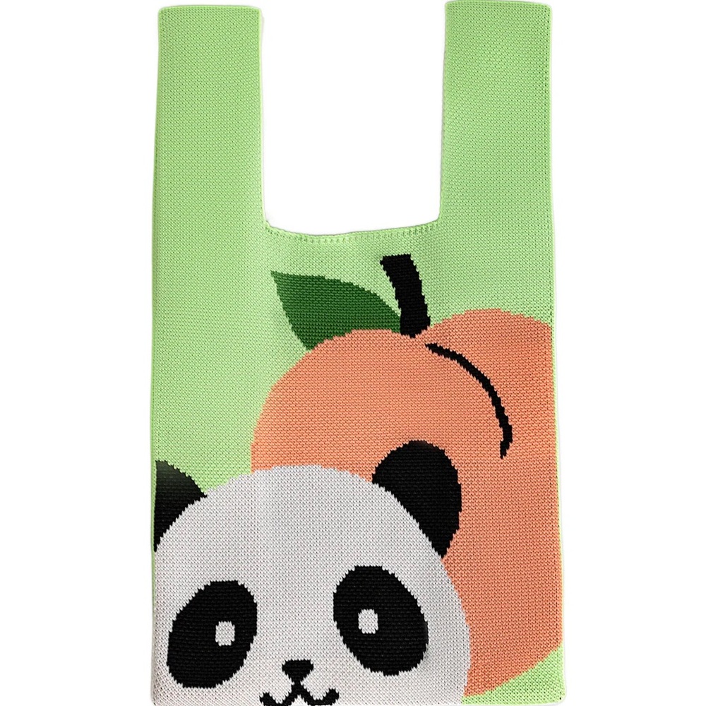 Panda and Peach Knit Bag